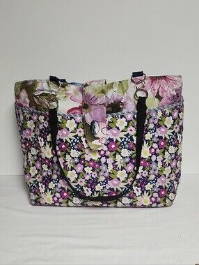 Handmade By Paula Kay Floral Quilted Tote Bag in Purple and Pink - Women Bags